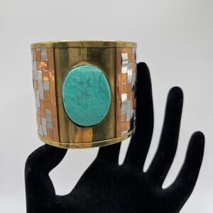 Cuff Mixed Metal Artisan designed bracelet with Native vibe Med-Small
